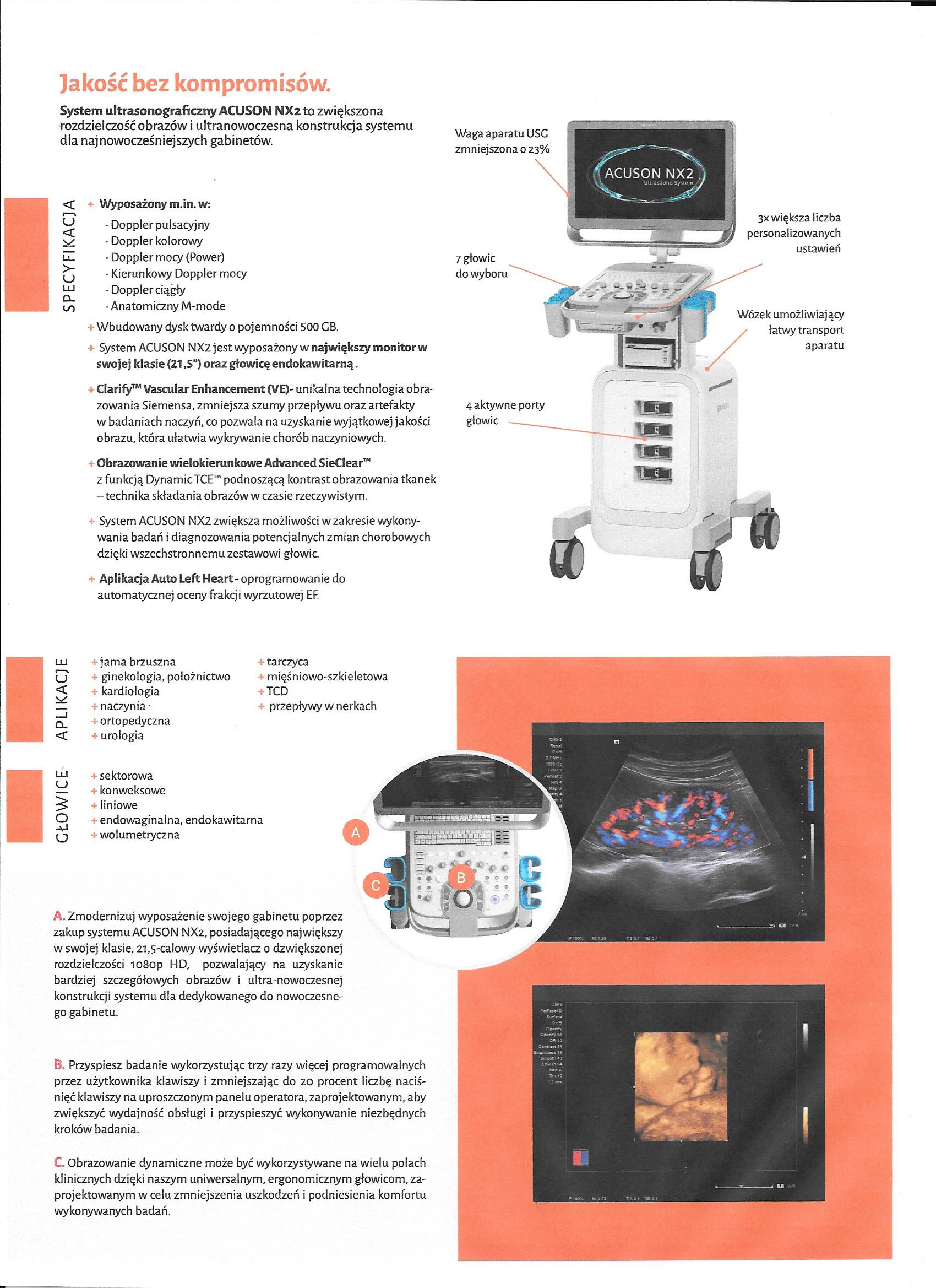 aparat ultrasonograficzny Siemens Acuson NX2